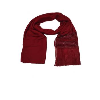Diamond Work Cotton Hijab -Maroon - Size - 75/185 CM 3