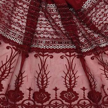 Diamond Work Cotton Hijab -Maroon - Size - 75/185 CM 4