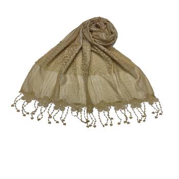Flowerly Cotton  Border Hijab - Cream - Size - 75/185 CM 1