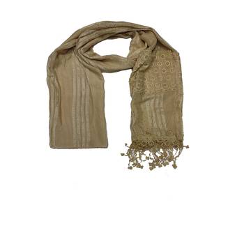 Flowerly Cotton  Border Hijab - Cream - Size - 75/185 CM 3