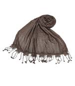 Flowerly Cotton  Border Hijab - Brown - Size - 75/185 CM