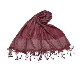 Flowerly Cotton  Border Hijab - Maroon - Size - 75/185 CM 1