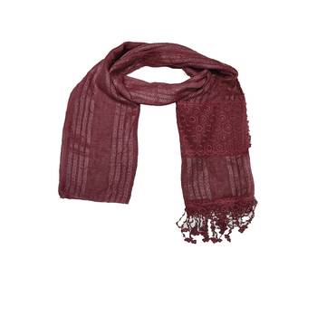Flowerly Cotton  Border Hijab - Maroon - Size - 75/185 CM 3