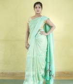 Woven Aqua Green Mysore Georgette Paithani Sari