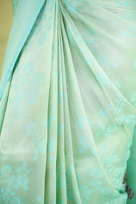 Woven Aqua Green Mysore Georgette Paithani Sari 3