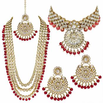 Traditional Kundan Pearl Wedding Choker Bridal Necklace Set Earrings & Maang Tikka For Women 6