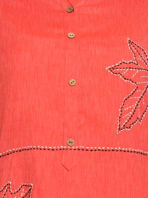 Solid & Hand Work Straight Rayon Coral Kurta 7