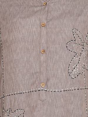 Solid & Hand Work Straight Rayon Grey Kurta 6