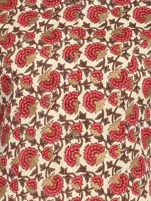 Floral & Foil Print A-Line Cotton Cream Kurta With Multiple Slit 7