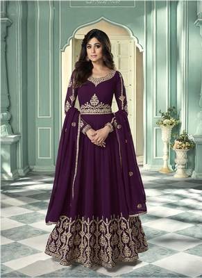 Purple Zari Embroidered Anarkali Suit 1