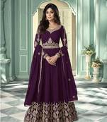 Purple Zari Embroidered Anarkali Suit