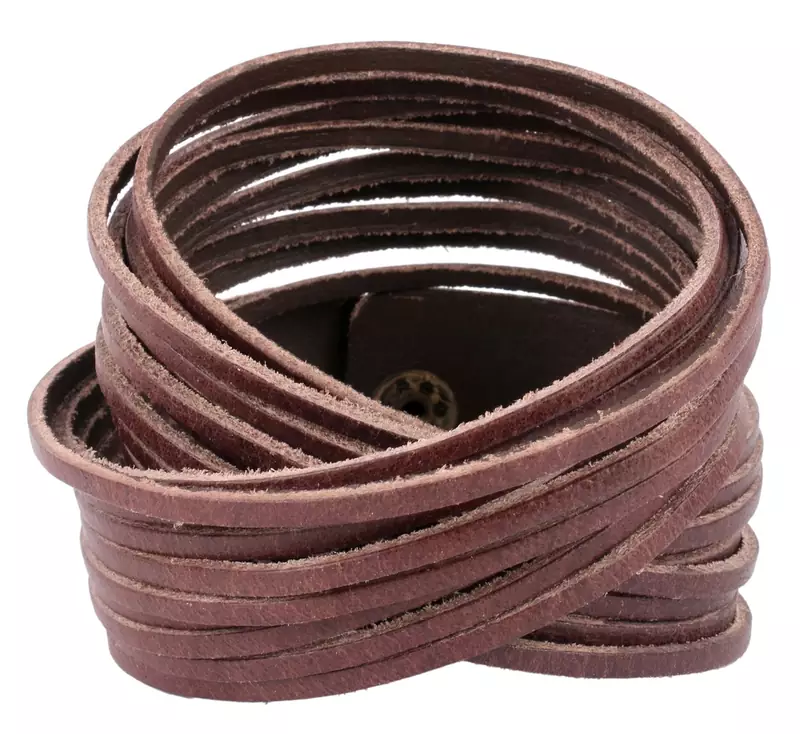 Multi Strand Chocolate Brown Handcrafted Genuine Leather Strand Bracelet for Men