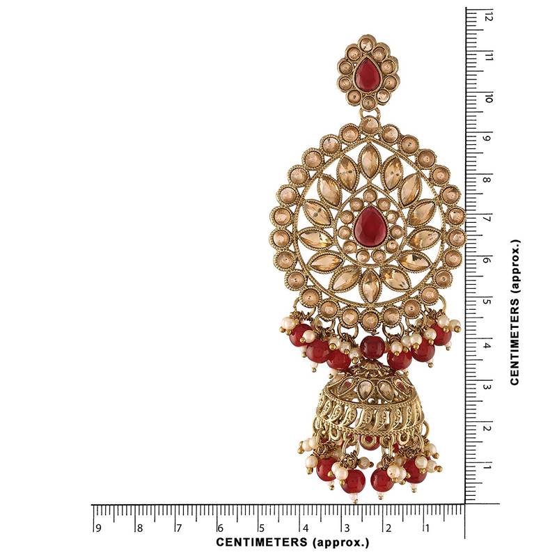 Traditional Gold Plated With Stunning Antique Finish Kundan & Pearl Jhumka Earrings for Women