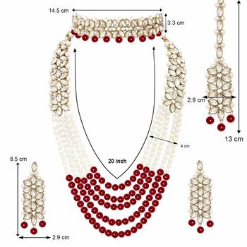 Traditional Pearl & Kundan Bridal Dulhan Jewellery Set For Women 4
