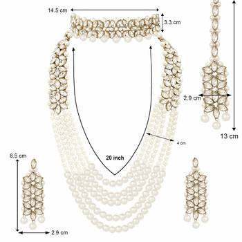 Traditional Pearl & Kundan Bridal Dulhan Jewellery Set For Women 6