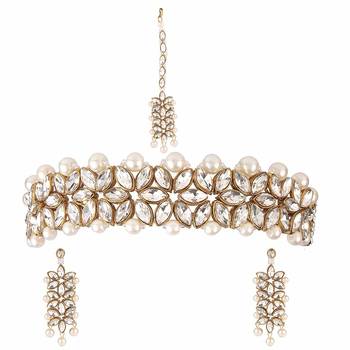 Traditional Pearl & Kundan Bridal Dulhan Jewellery Set For Women 7