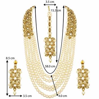 Kundan & Moti Rani Haar With Earrings & Maang Tikka For Women 5