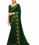 Designer Party Wear Crepe Silk With Heavy Thread And Lace Border Work Saree
