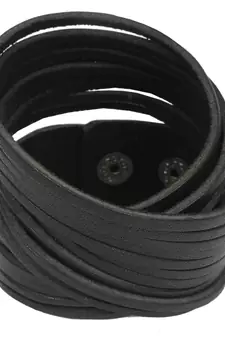 Multi Strand Black Handcrafted Genuine Leather Strand Bracelet for Men