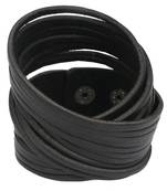 Multi Strand Black Handcrafted Genuine Leather Strand Bracelet for Men