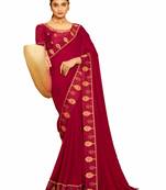 Designer Party Wear Crepe Silk With Heavy Thread And Lace Border Work Saree