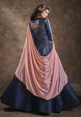 Navy-blue embroidered silk salwar 2