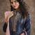 Navy-blue embroidered silk salwar