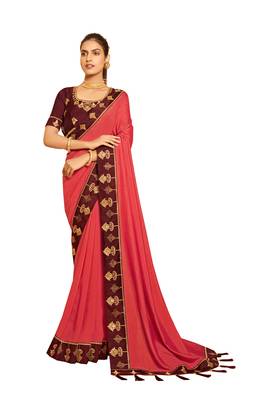 Designer Party Wear Crepe Silk With Heavy Thread And Lace Border Work Saree 1