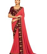 Designer Party Wear Crepe Silk With Heavy Thread And Lace Border Work Saree