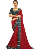 Designer Party Wear Crepe Silk With Heavy Thread And Lace Border Work Saree