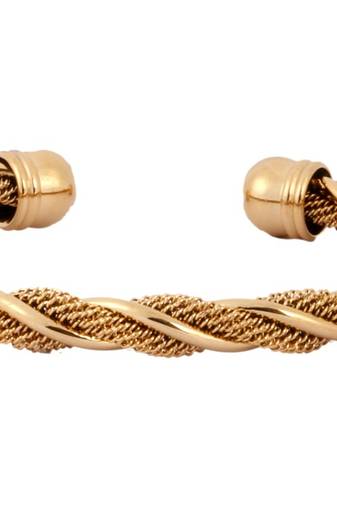 Wired Mesh 18K Gold Plated Free Size Cuff Kada Bracelet for Men