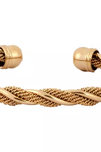 Wired Mesh 18K Gold Plated Free Size Cuff Kada Bracelet for Men