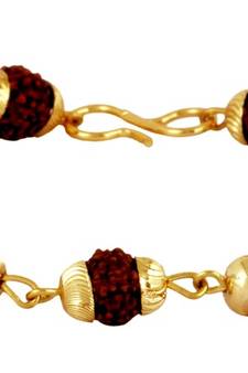 Rudraksh Beads 22K Gold Plated Brass Bracelet for Men