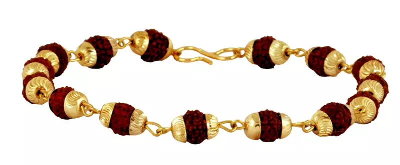 Rudraksh Beads 22K Gold Plated Brass Bracelet for Men