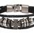 Funky Biker Cross Vintage Black Genuine Leather Strand Bracelet for Men