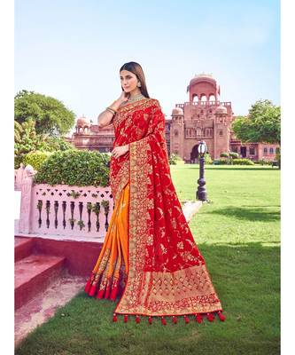 Red banarasi silk sarees 1