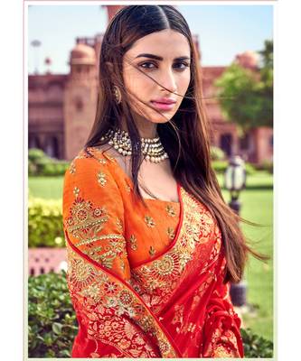 Red banarasi silk sarees 2