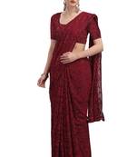Maroon woven silk saree with blouse