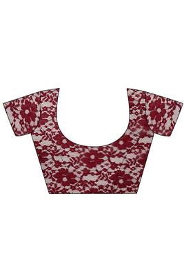 Maroon woven silk saree with blouse 3