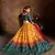 Fetching Yellow, Red and Green Colored Zari & Sequins Embroidered Taffeta Silk Semi Stitched Wedding Lehenga