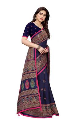 Blue Art Silk   Embroidered    Saree With Blouse For Women 3