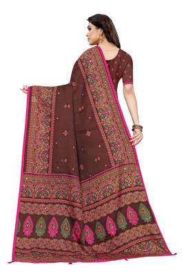 Brown Art Silk   Embroidered    Saree With Blouse For Women 4