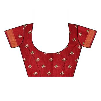 Red Art Silk Floral Printed Saree With Blouse 5