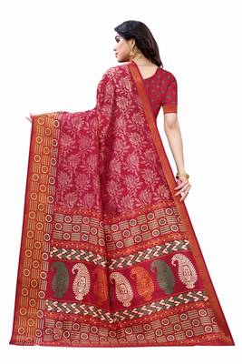 Pink Art Silk Floral Printed Saree With Blouse 4