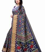 Blue Art Silk Floral Printed Saree With Blouse