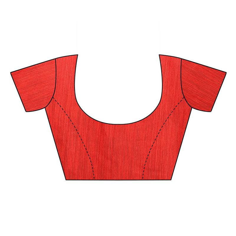 Cream Saree With Red Floral Print Art Silk Saree With Blouse