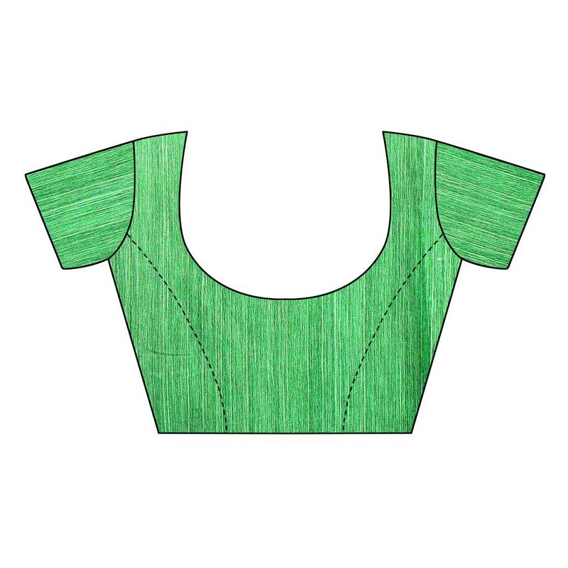 Cream Saree With Green Floral Print Art Silk Saree With Blouse