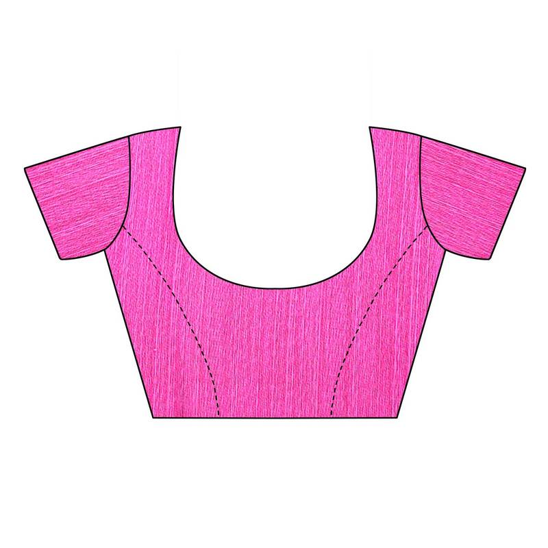 Cream Saree With Pink  Floral Print Art Silk Saree With Blouse