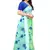 Blue & Green Art Silk Floral Print Saree With Blouse