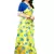 Yellow Saree With Blue Floral Print Art Silk Saree With Blouse
